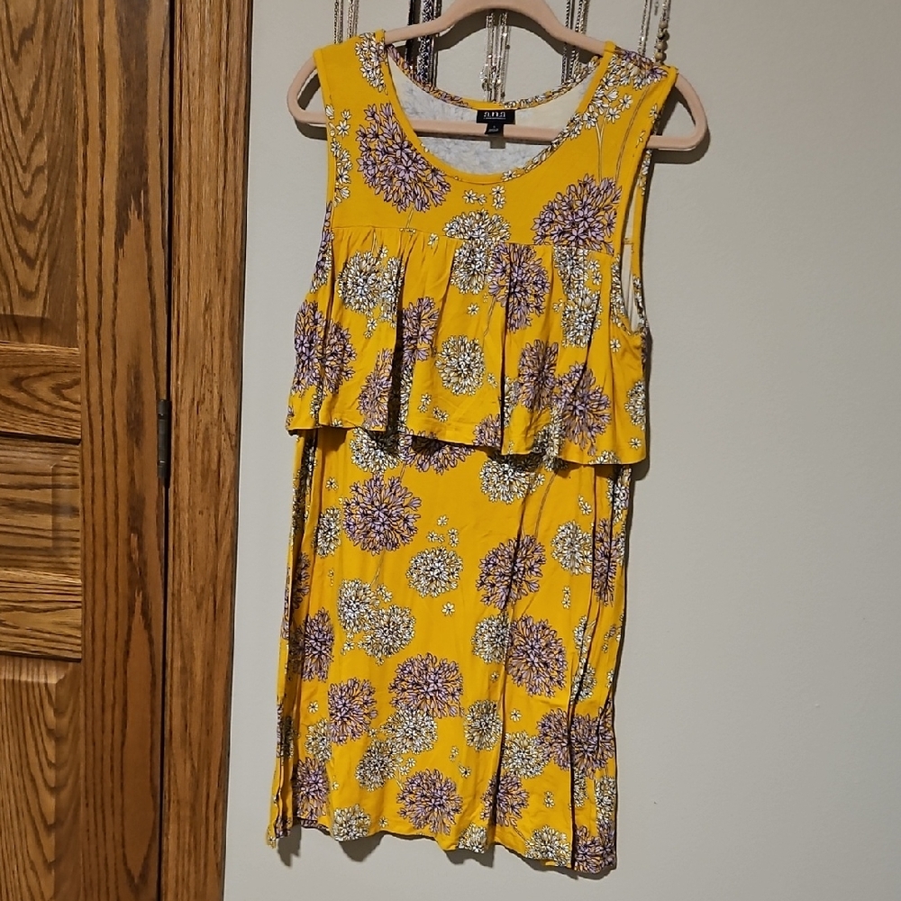 a.n.a Yellow Floral Ruffle Mini Dress
